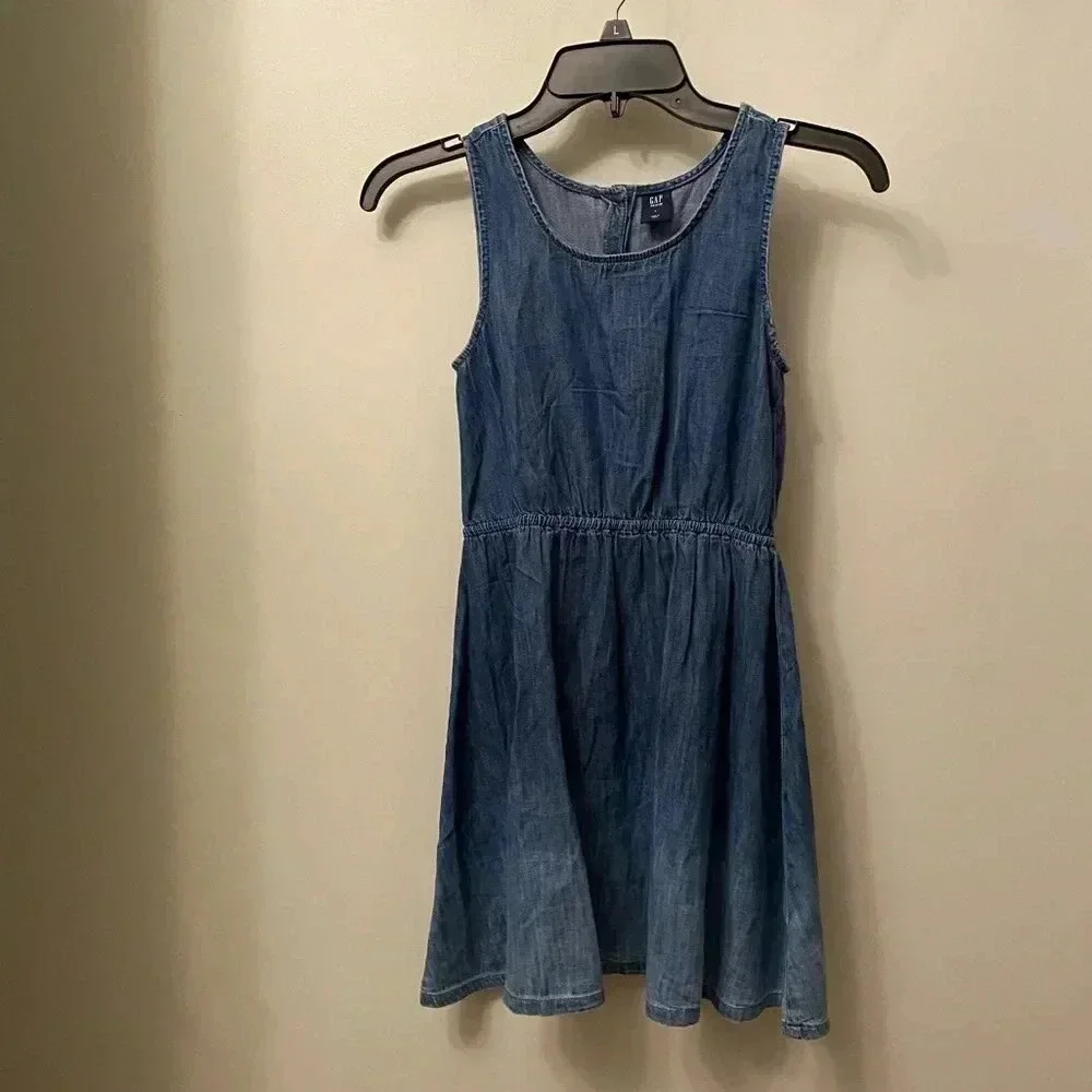 Gap kids girls chambray dress large ombré bottom cut out back sleeveless